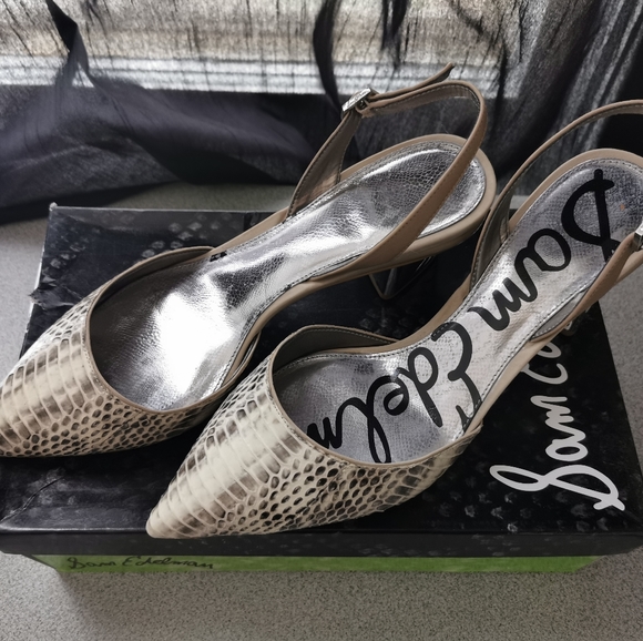 Sam Edelman Snakeskin Slingback Sandals Size 10 - Picture 2 of 9